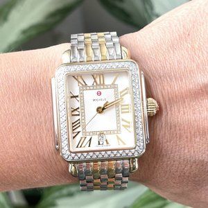 MICHELE Deco Madison Diamond Two-Tone 18k Diamond Dial Watch